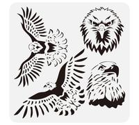 FINGERINSPIRE Eagle Painting Stencil 30x30cm Reusable 2 Style Eagle Head Drawing Template 2 Style Flying Eagle Hollow Stencil Animal Theme Decor Stencil for Painting on Wood Wall Fabric Furniture