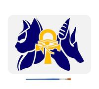 FINGERINSPIRE Egypt Ankh Symbol Stencil with 1Pc Plastic Paint Brush 21x29.7cm Eye of Horus Stencil The Cat Stencil Egyptian Signs Pattern Stencil for Painting on Wood Floor Wall Furniture