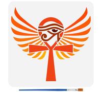 FINGERINSPIRE Egypt Ankh Symbol Stencil with Paint Brush 30x30cm Large Egyptian Signs Pattern Template Decorative Egyptian Theme Stencil for Painting on Wall Wood Floor Tile Canvas Fabric Furniture