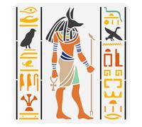 FINGERINSPIRE Egyptian God Anubis Stencil 30x30cm Reusable Anubis Statue Painting Template Egyptian Symbol Hieroglyphic Decoration Stencils for Painting on Wood Wall Fabric Paper Furniture