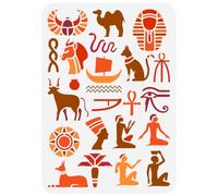 FINGERINSPIRE Egyptian Hieroglyphs Painting Stencil 21x29.7cm Reusable Eye of Horus Anubis Sphinx Pattern Drawing Template Egyptian Symbol Decor Stencil for Painting on Wood Wall Fabric Furniture