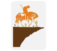 FINGERINSPIRE End of Trail Tears Large Stencil 8.3x11.7" Scout Horse Rock Cliff Painting Big Template Western Frontier Chief Wall Stencil Reusable Western War Themes Template for DIY Wood Floor Tile