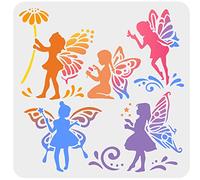FINGERINSPIRE Fairy Stencil 30x30cm Reusable Butterfly Fairies Drawing Template DIY Art Little Fairy Stencil Dream Theme Stencil for Painting on Wall, Wood, Fabric, Paper and Furniture
