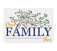 FINGERINSPIRE Family Tree Stencil 29.7x21cm Reusable Trees Stencils Tree with Text Our Family Drawing Stencil Life Trees Stencils Tree Branches Template for Painting on Wall, Furniture, Wood