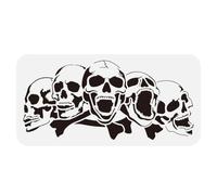 FINGERINSPIRE Five Skulls Large Stencil 15x30cm Terrifying Skull Head Stencils Reusable Scary Skeleton Decoration Stencil Skull Theme Horror Templates for Wall Fabric Tiles Floor Paper Furniture