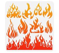 FINGERINSPIRE Flame stencil 30x30cm Reusable Fire Stencil Plastic 9 Styles Fire Pattern Template for Arts, Window, Wall Crafts, Painting Decor