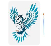 FINGERINSPIRE Flapping Owl Painting Stencil with 1Pc Plastic Paint Brush, 21x29.7cm, Reusable Owl Animal Painting Stencil for DIY Home Decor