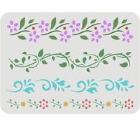 FINGERINSPIRE Flower Border Stencil (4 Style) 29.7x21cm Reusable Flower Drawing Template Vines Pattern Stencil Ivy Decoration Template for Painting on Wall, Furniture, Fabric, Wood and Paper