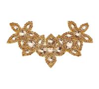 FINGERINSPIRE Flower Rhinestone Applique 240x90cm Goldenrod Rhinestone Iron on Appliques Wedding Bridal Sewing Patches Glitter V Neck Appliques Diamond Beaded Patch for Dress Belt DIY Decoration