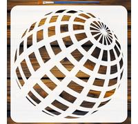 FINGERINSPIRE Geometric Disco Ball Stencil with Paintbrush 11.8x11.8inch Reusable Geometric 3D Sphere Stencil DIY Craft Painting Stencils for Scrapbooking, Floor, Fabric, Furniture Wall Art Decoration