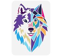 FINGERINSPIRE Geometric Wolf Head Stencil 21x29.7cm Reusable Wolf Head Drawing Stencil DIY Art Wolf Decoration Template Animal Stencil for Painting on Wood, Wall, Paper and Furniture