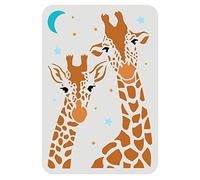 FINGERINSPIRE Giraffe Stencil 29.7x21cm Two Giraffe Drawing Painting Stencils Plastic Zoo Animals Stencils Reusable Moon Star DIY Home Decor Stencil for Painting on Wood Floor Wall Window