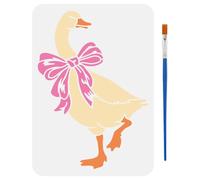 FINGERINSPIRE Goose with a Bow Stencil 21x29.7cm Farmhouse Animal Stencils Cute Bow Bird Stencil Reusable A4 Drawing Templates with a Brush for Wall Floor Fabric Canvas DIY Home Decoration