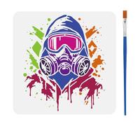 FINGERINSPIRE Graffiti Pattern Stencils with a Brush 11.8x11.8Inch a Person Wearing a Face Covering and Goggles Stencils PET Graffiti Themes Template for Painting on Wood Floor Tile Wall Fabric DIY