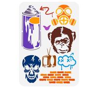 FINGERINSPIRE Graffiti Stencil for Chimpanzee Brick Wall Design on Wood Furniture