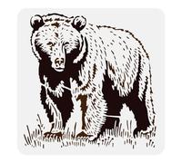 FINGERINSPIRE Grizzly Bear Painting Stencil 30x30cm Reusable Wildlife Animal Drawing Template for Floor Wall Decoration