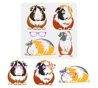 FINGERINSPIRE Guinea Pig Stencil 30x30cm 4 Poses: Standing, Lying, Sitting, Glasses; PET Plastic; DIY Wall, Floor, Furniture Templates