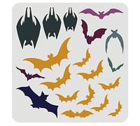 FINGERINSPIRE Halloween Bats Stencil 30x30cm Reusable Halloween Theme Drawing Template Plastic Scary Bats Pattern Stencil for Painting on Wall, Canvas, Tile, Furniture and Paper