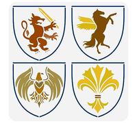 FINGERINSPIRE Heraldic Crest Coat of Arms Family Stencil 11.8x11.8inch Heraldic Crest Family Drawing Template Reusable Emblem Stencil Plastic Large Stencils for Painting on Wood, Canvas, Wall
