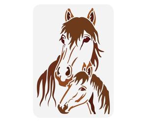 FINGERINSPIRE Horse Painting Stencil 21x29.7cm Reusable Mare and Foal Pattern Mother's Day Decoration DIY Horse Head Stencil for Painting on Wood Wall Fabric Furniture