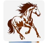 FINGERINSPIRE Horse Stencil with a Plastic Paint Brush 30x30cm Ink-wash Style Galloping Horse Painting Stencil Animal Theme Drawing Template for Painting on Wood Wall Furniture DIY Home Decor