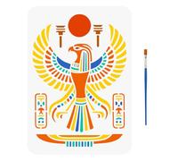 FINGERINSPIRE Horus Falcon Stencil with a Paint Brush 29.7x21cm Falcon Sun Stencil Torch Runes Painting Stencil Egyptian Theme Drawing Template for Painting on Wall Tiles Floor Paper Furniture