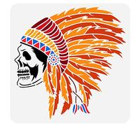 FINGERINSPIRE Indian Chief Skull Painting Stencil 30x30cm Reusable Indian Chief Airbrush Stencil for Decoration Native American Chief Template for Painting on Wall Wood Furniture