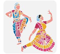 FINGERINSPIRE Indian Dance Stencils - 30x30cm Plastic Stencil Templates for Classical Indian Dancer Patterns - DIY Home Decor Craft Painting