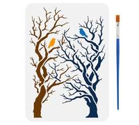 FINGERINSPIRE Intertwined Branches Stencils with a Brush 29.7x21cm Birds Painting Stencils Dead Tree Stencil PET Plant Themes PET Template for Wood Floor Tile Wall Fabric Furniture DIY