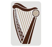 FINGERINSPIRE Irish Harp Stencil 29.7x21cm Musical Instrument DIY Art Craft Template Reusable Irish Welsh Knotwork Symbols Washable Wall Stencils for Painting