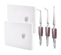 FINGERINSPIRE Jewelry Soldering Kit with 2Pcs Quartz Soldering Board and 3 Styles Stainless Steel Tweezers White Ceramic Board with Round Slot for Jewelry Making and Craft Projects