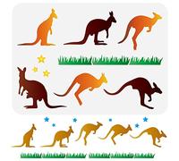 FINGERINSPIRE Kangaroo Painting Stencil 21x29.7cm Reusable Kangaroo Star Grass Drawing Template Jumping Kangaroo Pattern Animal Stencil for Painting on Wall, Wood, Fabric, Furniture