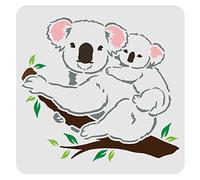 FINGERINSPIRE Koala Bear Stencil 30x30cm Reusable Koalas on Tree Stencils Koala Bear Airbrush Stencil Animal Stencils for Painting on Wood, Floor, Furniture, Wall and Paper