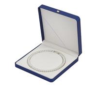 FINGERINSPIRE Leather Pearl Beaded Necklace Packaging Box - 18.8x18.8x3.7cm/7.4x7.4x1.46inch Luxury Dark Blue Square Jewelry Gift Box, Velvet Interior Storage Boxes for Necklace Storage & Presentation