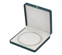 FINGERINSPIRE Leather Pearl Beaded Necklace Packaging Box - 18.8x18.8x3.7cm Luxury Dark Green Square Jewelry Gift Box, Velvet Interior Storage Boxes for Necklace Storage & Presentation