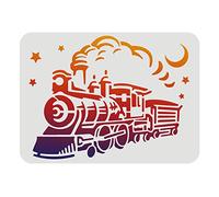 FINGERINSPIRE Locomotive Train Stencil 29.7x21cm Plastic Steam Engine Template Stencil Train Moon Star Pattern Stencils DIY Reusable Craft Stencils for Painting on Wood, Floor, Wall and Tile