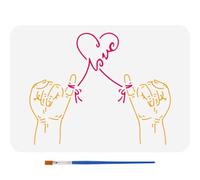FINGERINSPIRE Love Hand Gesture Stencil 29.7x21cm Love Sign Stencil with a Paint Brush Love Heart Painting Stencil Valentine's Day Themes Hand Drawing Templates for Wall Tiles Floor Paper Furniture