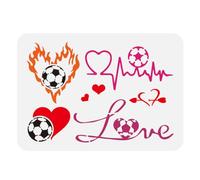 FINGERINSPIRE Love Heart Football Stencil 21x29.7cm Soccer Flame Painting Stencils Heartbeat Football Drawing Large Stencils Reusable Heart Shape Soccer Templates for Ball Sports Field Ball Game