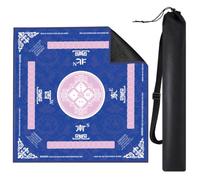 FINGERINSPIRE Mahjong Table Mat 33x33inch Cardinal Directions Square Synthetic Rubber Tables Protector for Game Room Club Lounge Vintage Floral Dice Non-Slip Gaming Surface Cover with Storage Bag