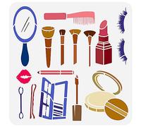 FINGERINSPIRE Make Up Tool Painting Stencil 30x30cm Reusable Cosmetic Drawing Template Makeup Brushes Mirrors Lipsticks Combs Powders Stencil for Painting on Wood Wall Fabric Canvas Furniture