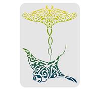 FINGERINSPIRE Manta Ray PET Stencil for Walls and Crafts DIY, 29.7x21cm Reusable Animal Drawing Painting Stencil Template for Painting on Wood, Floor, Furniture, Paper and Fabric