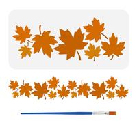 FINGERINSPIRE Maple Leaf Border Painting Stencils with Brush 15x30cm Plastic PET Maple Leaves Silhouette Drawing Template Decorative Hollowed Autumn Theme Stencil for Painting on Wood Canvas