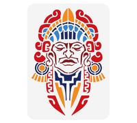 FINGERINSPIRE Mayan Face Aztec Mexico Tribal Theme Painting Stencil 8.3x11.7" Reusable DIY Projects