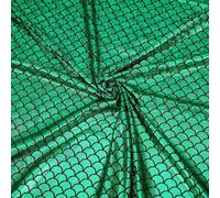 FINGERINSPIRE Mermaid Dragon Scales Fabric 100x150cm 2-Way Stretch Hologram Fish Scale Fabric with Green Stripe Mermaid Scale Print Fabric for Costume, Dress, Decor