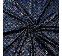 FINGERINSPIRE Mermaid Scales Fabric - 39x59 inch Black Sparkly Hologram Spandex Mermaid Printed Fish Scale 2 Way Stretch Fabric for Clothes Sewing, DIY Craft, Party Decor