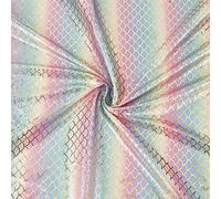 FINGERINSPIRE Mermaid Scales Gradient Gold Rainbow Hologram 2 Way Stretch Fish Scale Fabric 100x150cm Light Color Spandex Mermaid Printed Stretch Fabric for Clothes Sewing