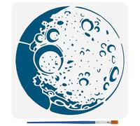 FINGERINSPIRE Moon Stencil with 1Pc Plastic Paint Brush 30x30cm Reusable Lunar Surface Painting Stencil The Moon Pattern Stencil for Painting on Wall Wood Canvas Furniture DIY Home Decoration