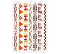 FINGERINSPIRE Mudcloth Elements Pattern Stencil 8.3x11.7inch Tribal Borders Drawing Template African Boho Floral Frame Stencils for Painting on Wood Wall Fabric Paper Furniture