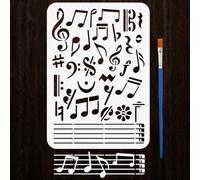 FINGERINSPIRE Music Symbol Stencils with a Brush 29.7x21cm Music Score Painting Stencils Music Notes Pattern Stencil Music Themes PET Template for Painting on Wood Floor Tile Wall Fabric DIY