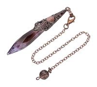 FINGERINSPIRE Natural Amethyst Rock Crystal Dowsing Pendulum 255mm Chakra Crystal Point Pendant with Red Copper Tone Brass Findings Perfect for Energy Healing, Meditation, and Spiritual Practices